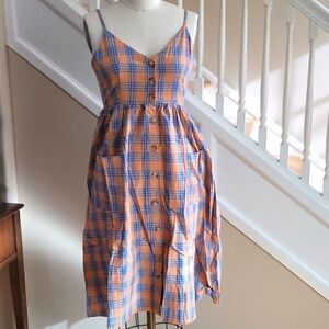 ⭐️3 /$35 ⭐️Plaid Buttoned Sundress w Pockets Casual sz Small or Large